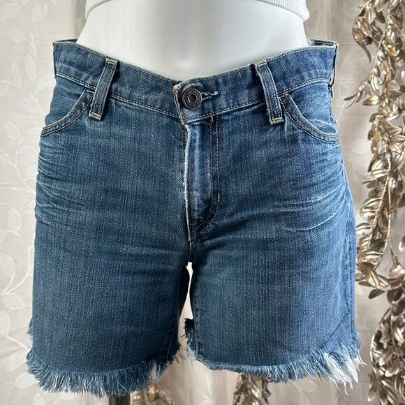 GAP long & lean women's denim shorts 8L mid rise frayed hem‎ summer cutoffs - Picture 7 of 14